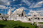 Famous Thailand temple or white temple, Wat Rong Khun,at Chiang Rai province, northern Thailand. 